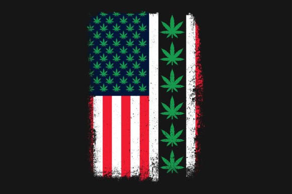 Cannabis Weed USA Flag SVG Sublimation Graphics