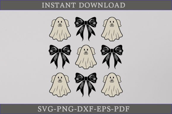 Halloween Ghost Dog SVG Coquette Bow Graphics