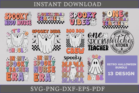 Halloween Retro Spooky Ghost SVG Bundle