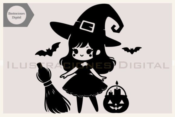 Halloween Witch SVG Clipart and Bat